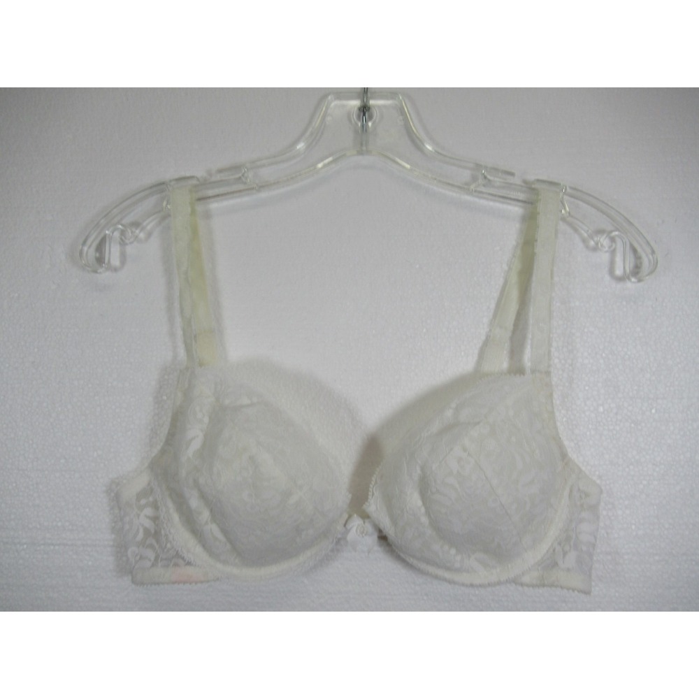 Vintage 60s 70s Gossard Lace Bra 36C White Underwire Lightly Lined